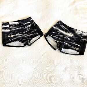 Victoria Secret Sport Black and White Workout Shorts with Mesh Sides, Size Small